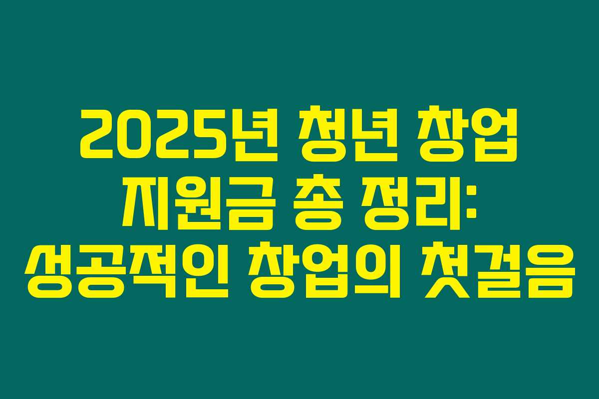 2025년 청년 창업 지원금 총 정리: 성공적인 창업의 첫걸음 2025년 청년 창업 지원금 총 정리: 성공적인 창업의 첫걸음