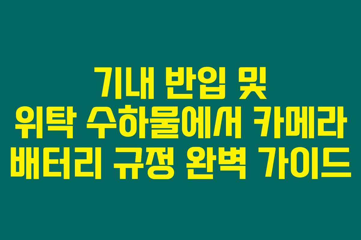 기내 반입 및 위탁 수하물에서 카메라 배터리 규정 완벽 가이드 기내 반입 및 위탁 수하물에서 카메라 배터리 규정 완벽 가이드