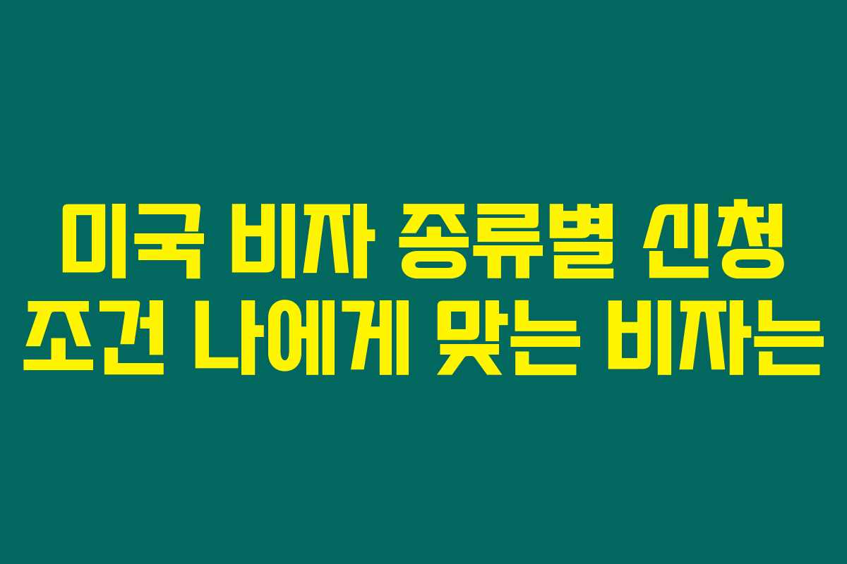 미국 비자 종류별 신청 조건 나에게 맞는 비자는