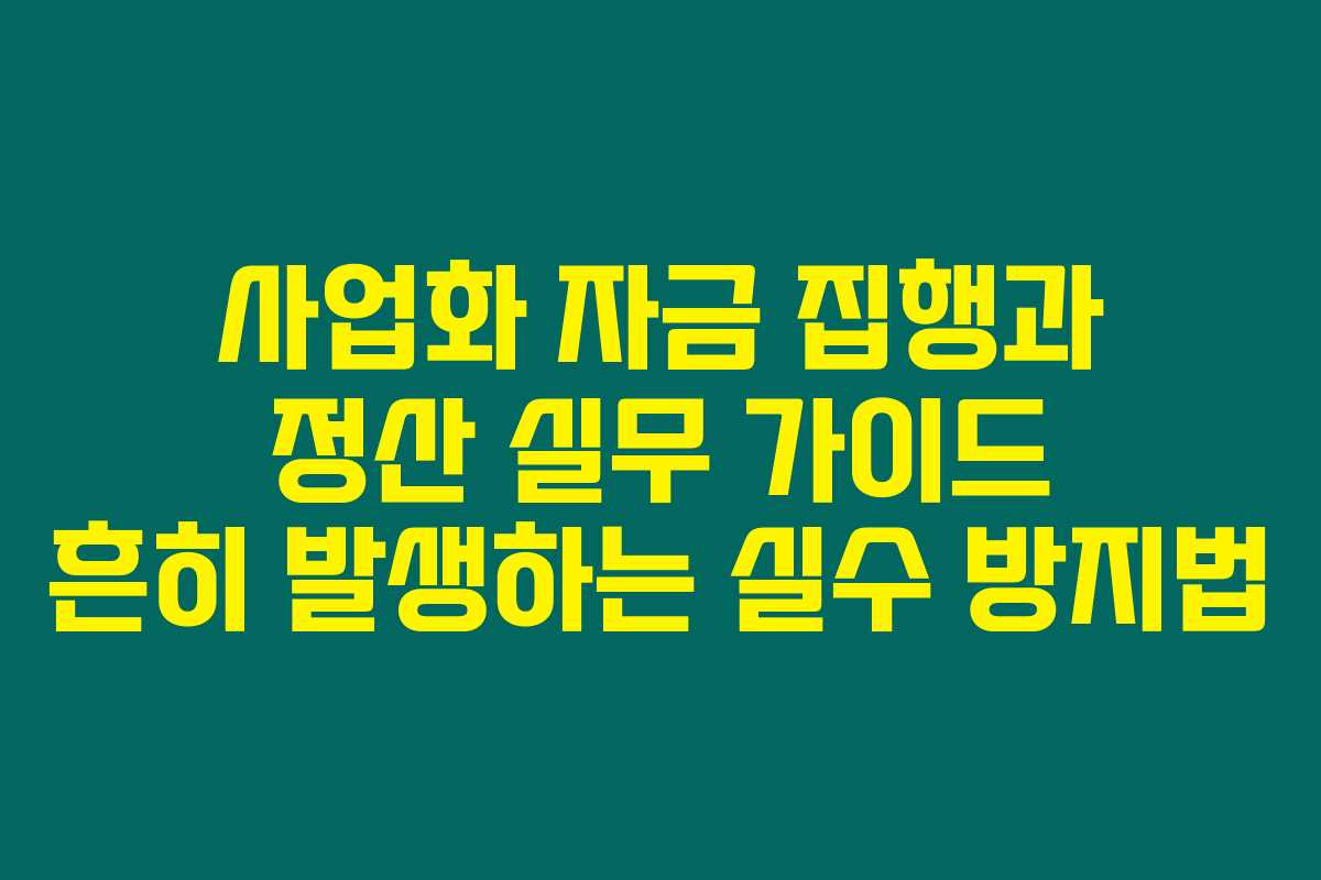 사업화 자금 집행과 정산 실무 가이드 흔히 발생하는 실수 방지법
