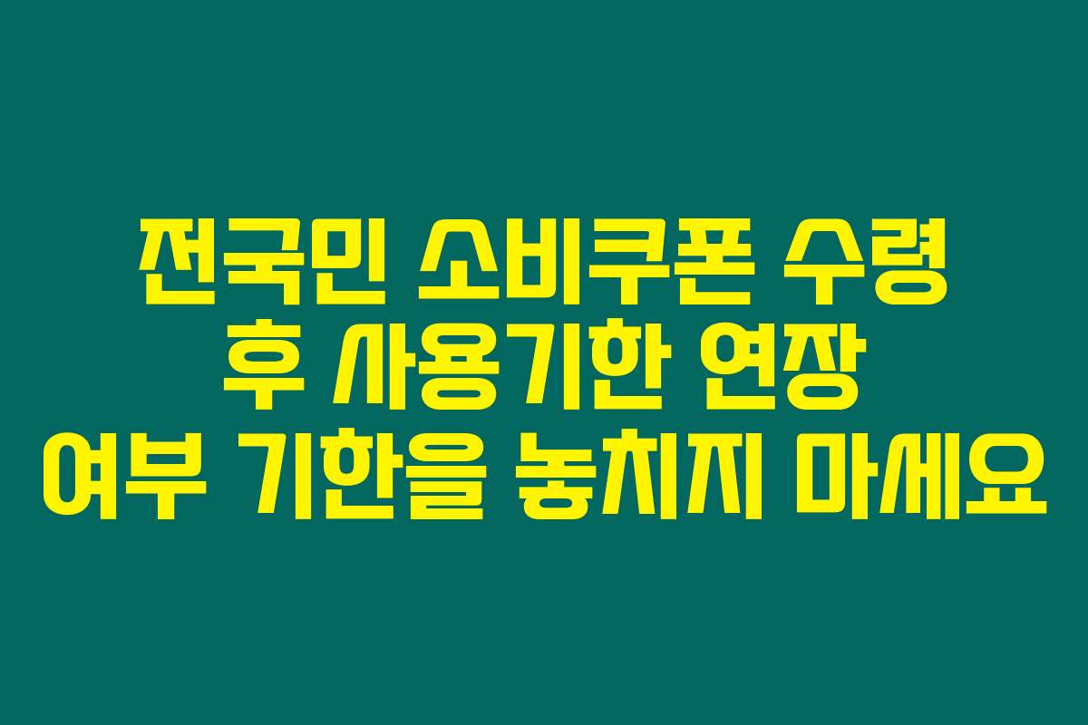전국민 소비쿠폰 수령 후 사용기한 연장 여부 기한을 놓치지 마세요