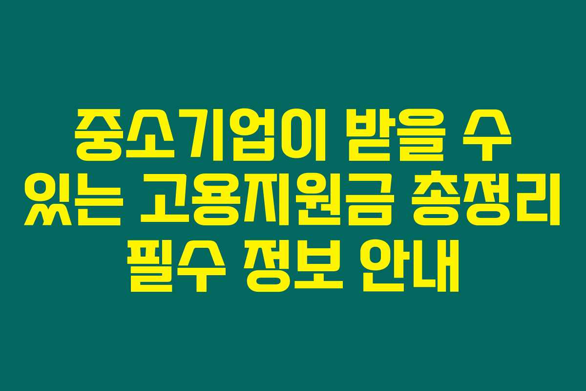 중소기업이 받을 수 있는 고용지원금 총정리 필수 정보 안내 중소기업이 받을 수 있는 고용지원금 총정리 필수 정보 안내