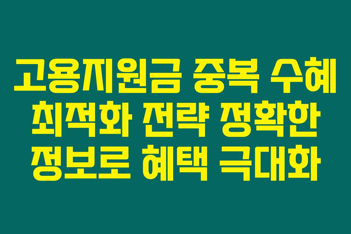고용지원금 중복 수혜 최적화 전략 정확한 정보로 혜택 극대화