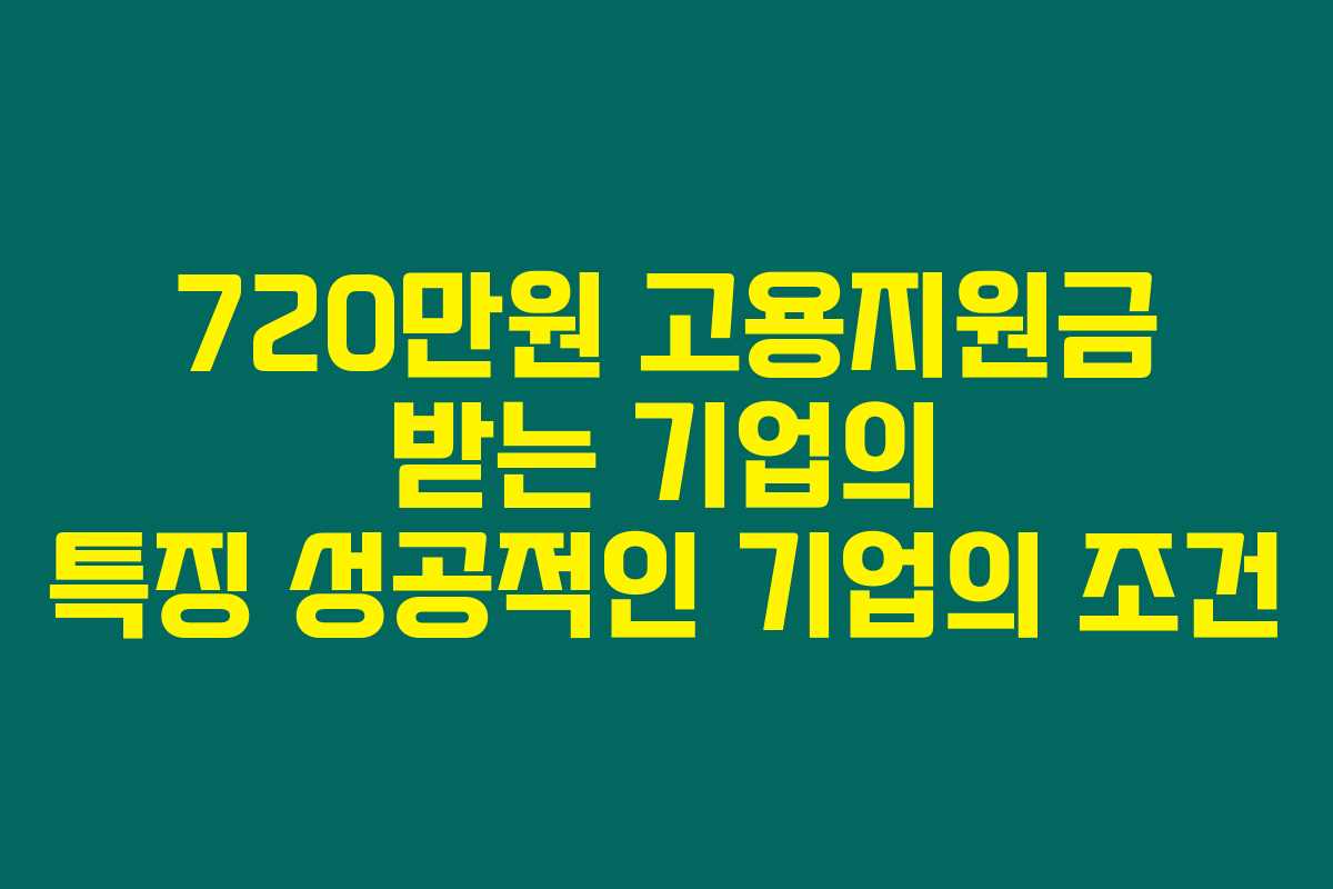 720만원 고용지원금 받는 기업의 특징 성공적인 기업의 조건