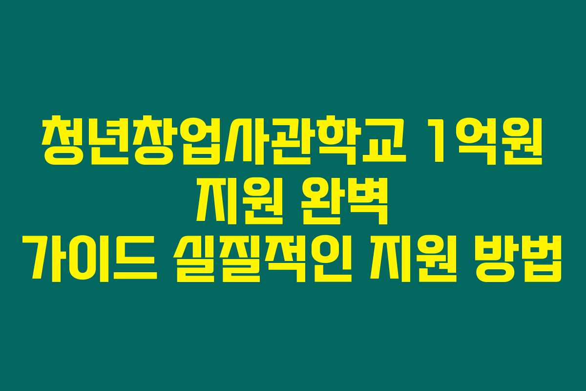 청년창업사관학교 1억원 지원 완벽 가이드 실질적인 지원 방법 청년창업사관학교 1억원 지원 완벽 가이드 실질적인 지원 방법