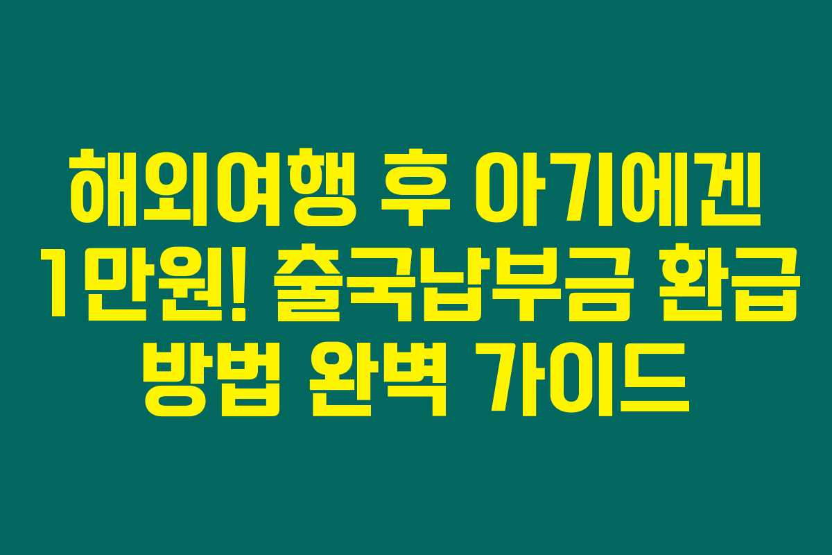 해외여행 후 아기에겐 1만원! 출국납부금 환급 방법 완벽 가이드 해외여행 후 아기에겐 1만원! 출국납부금 환급 방법 완벽 가이드