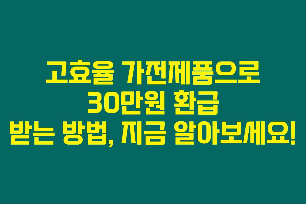 고효율 가전제품으로 30만원 환급 받는 방법, 지금 알아보세요! 고효율 가전제품으로 30만원 환급 받는 방법, 지금 알아보세요!