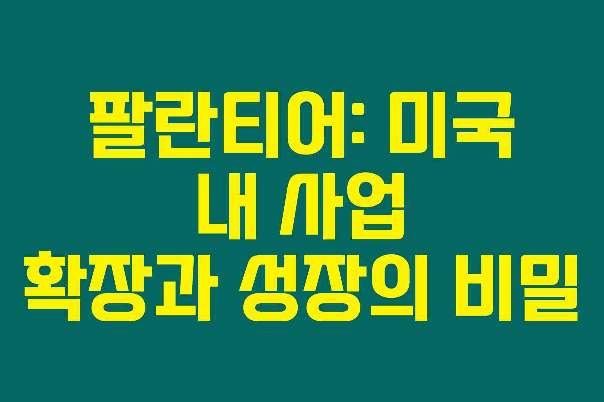 팔란티어: 미국 내 사업 확장과 성장의 비밀 팔란티어: 미국 내 사업 확장과 성장의 비밀