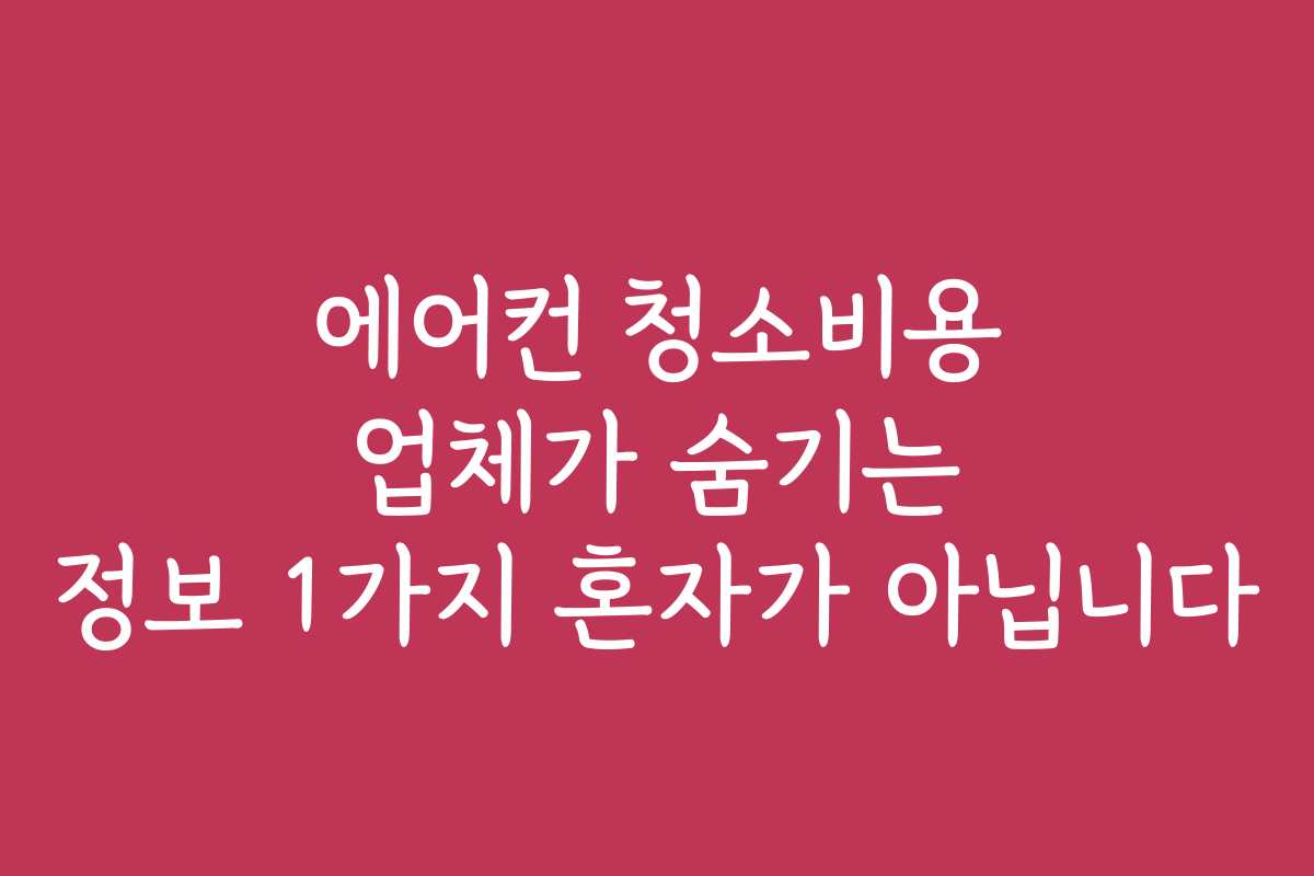 에어컨 청소비용 업체가 숨기는 정보 1가지 혼자가 아닙니다