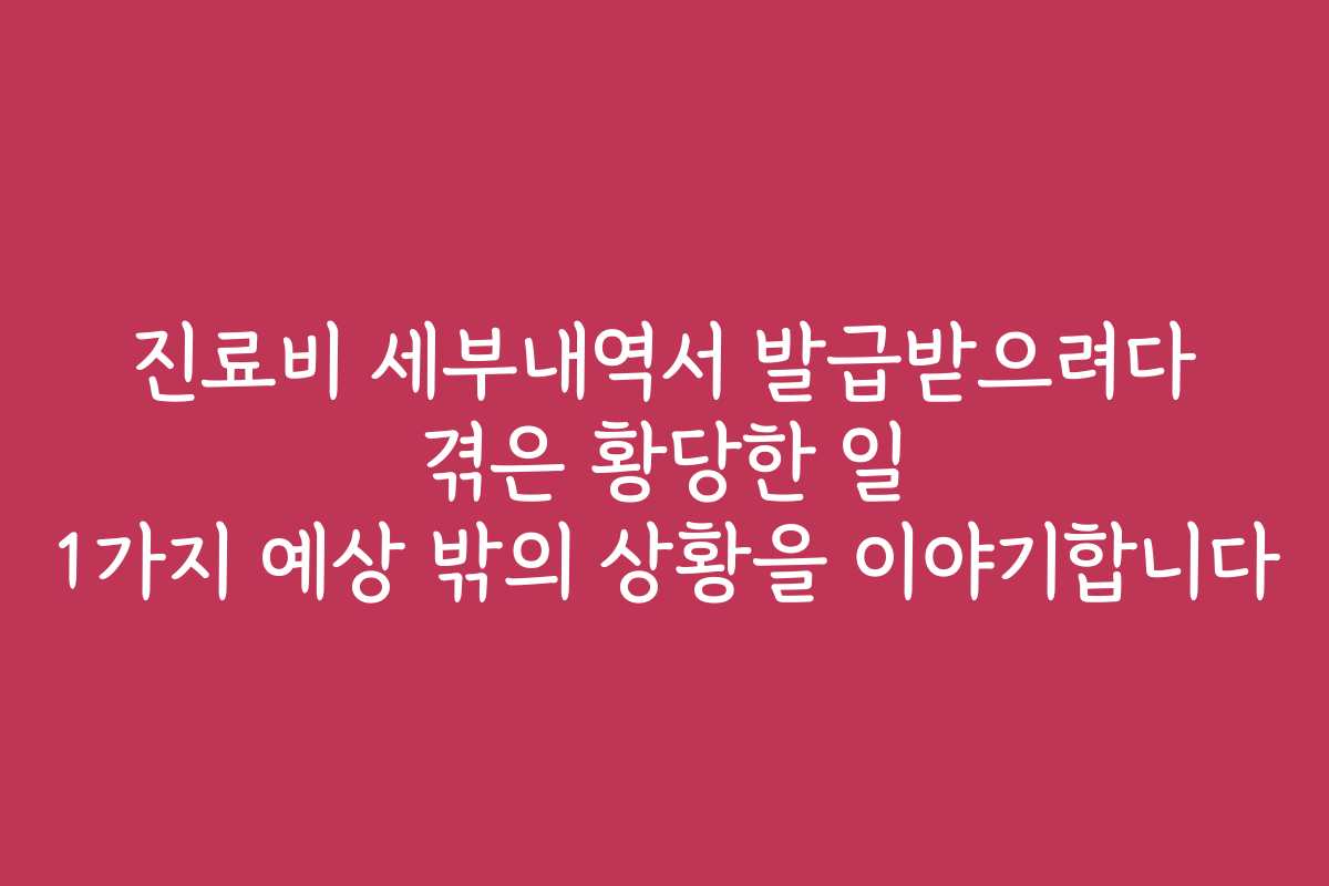 진료비 세부내역서 발급받으려다 겪은 황당한 일 1가지 예상 밖의 상황을 이야기합니다