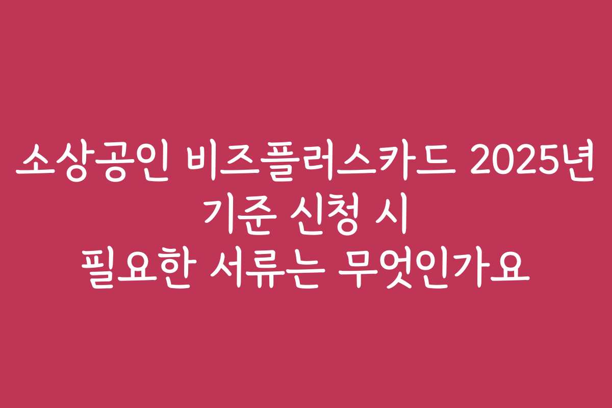 소상공인 비즈플러스카드 2025년 기준 신청 시 필요한 서류는 무엇인가요