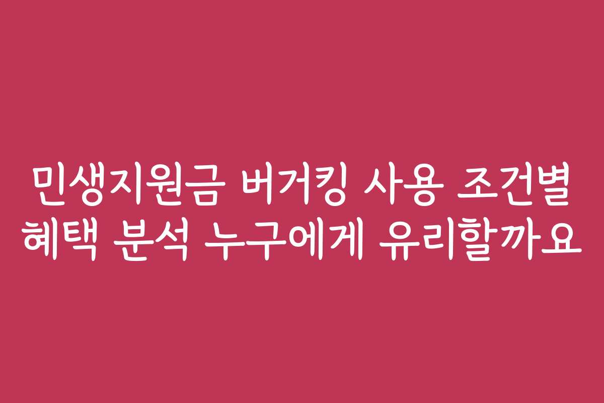 민생지원금 버거킹 사용 조건별 혜택 분석 누구에게 유리할까요