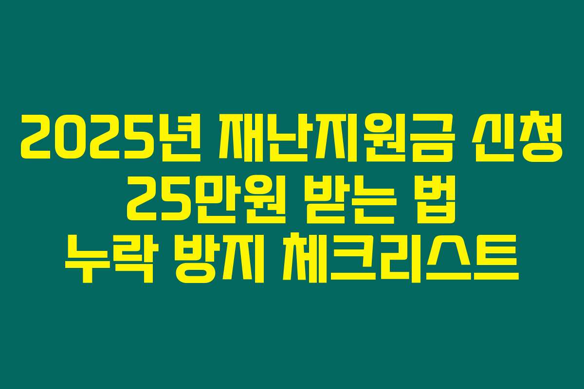 2025년 재난지원금 신청 25만원 받는 법 누락 방지 체크리스트