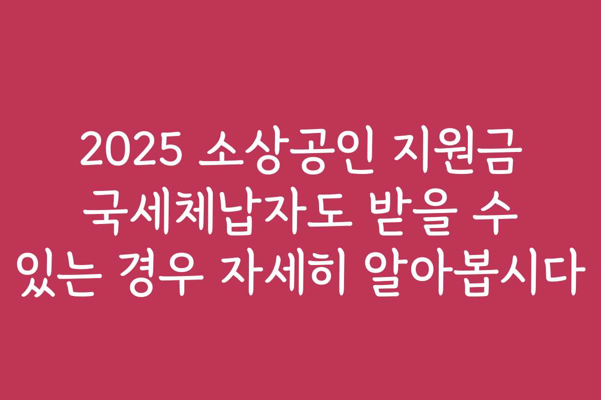 2025 소상공인 지원금 국세체납자도 받을 수 있는 경우 자세히 알아봅시다