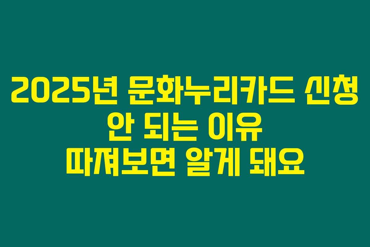 2025년 문화누리카드 신청 안 되는 이유 따져보면 알게 돼요 2025년 문화누리카드 신청 안 되는 이유 따져보면 알게 돼요