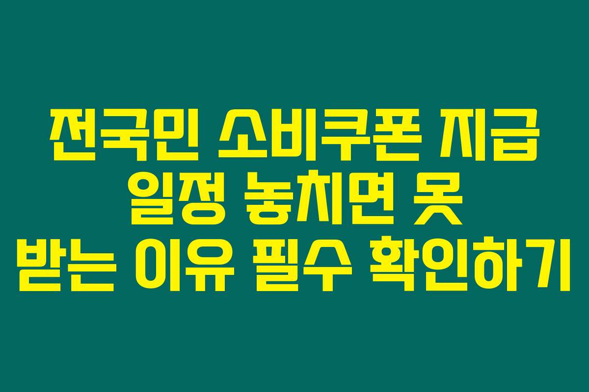 전국민 소비쿠폰 지급 일정 놓치면 못 받는 이유 필수 확인하기