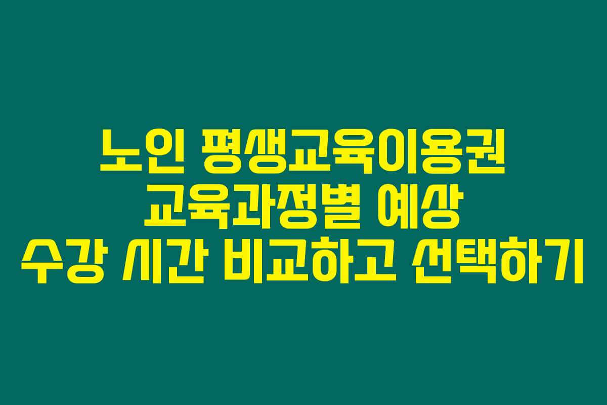 노인 평생교육이용권 교육과정별 예상 수강 시간 비교하고 선택하기