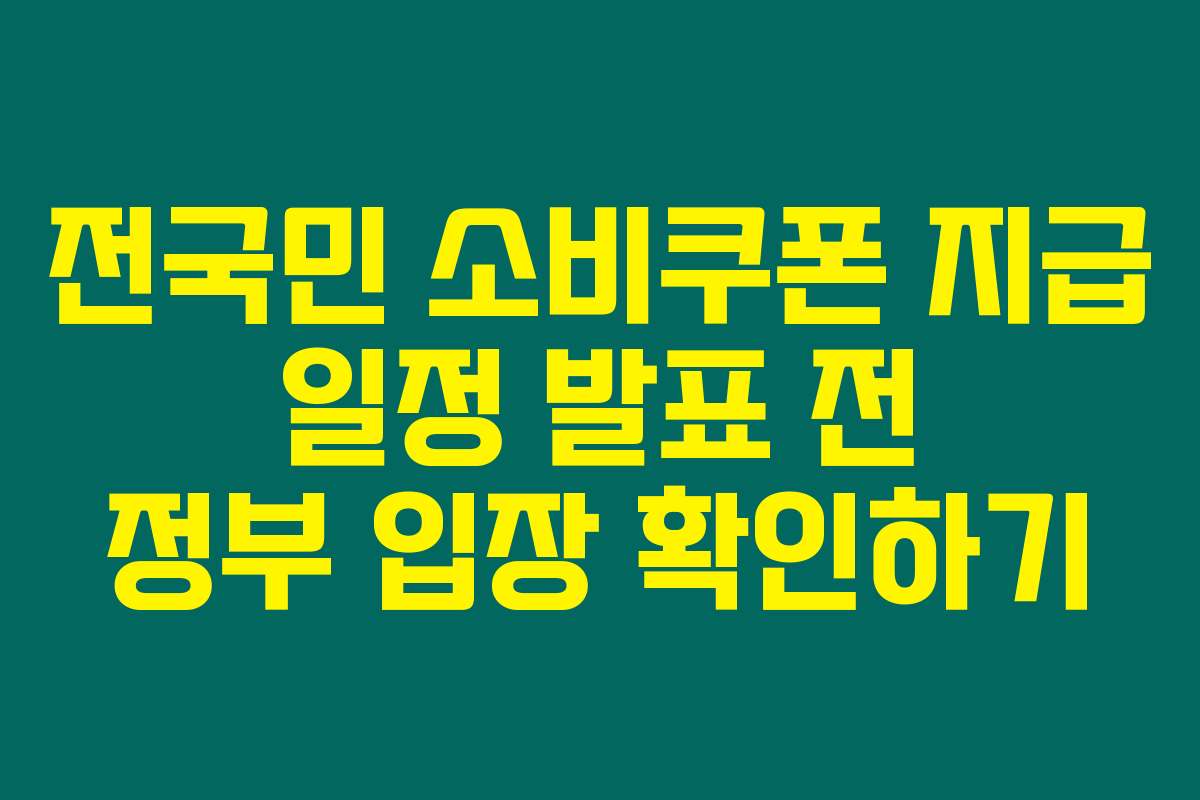 전국민 소비쿠폰 지급 일정 발표 전 정부 입장 확인하기