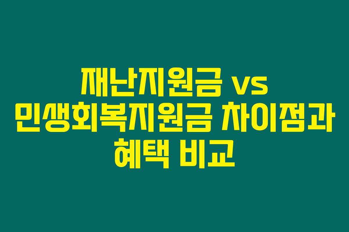 재난지원금 vs 민생회복지원금 차이점과 혜택 비교