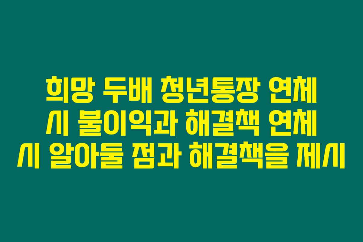 희망 두배 청년통장 연체 시 불이익과 해결책 연체 시 알아둘 점과 해결책을 제시