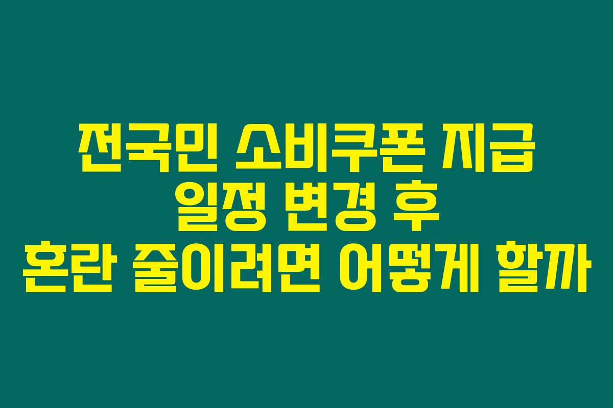 전국민 소비쿠폰 지급 일정 변경 후 혼란 줄이려면 어떻게 할까