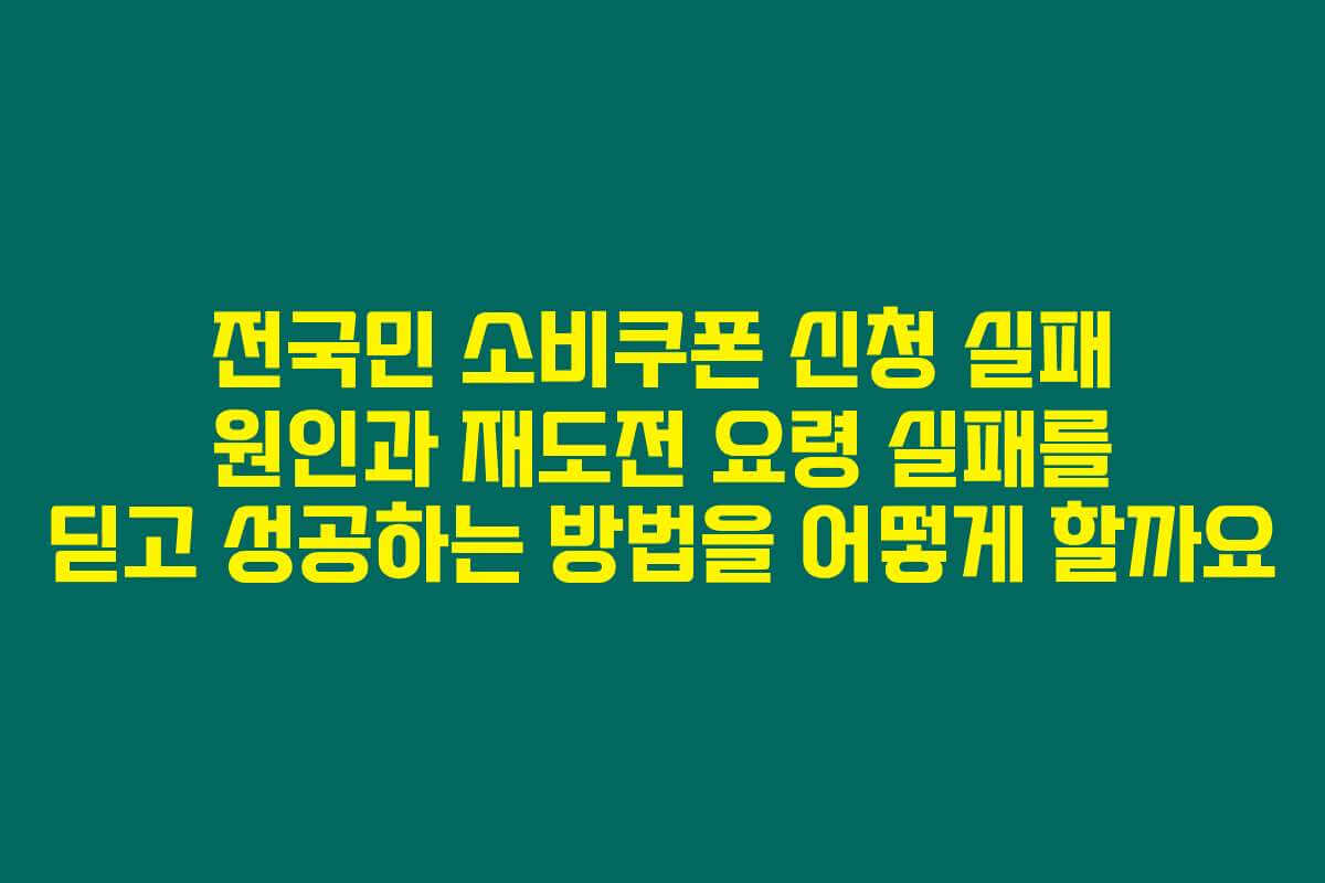 전국민 소비쿠폰 신청 실패 원인과 재도전 요령 실패를 딛고 성공하는 방법을 어떻게 할까요