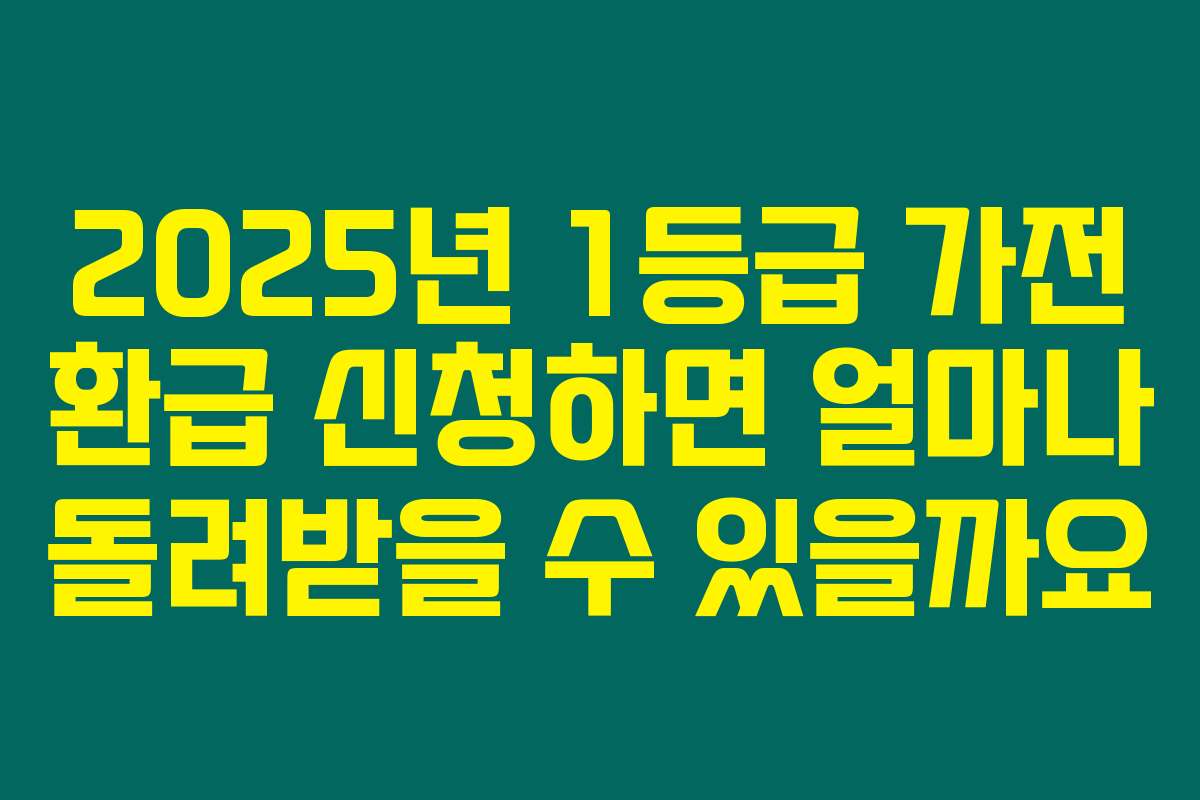 2025년 1등급 가전 환급 신청하면 얼마나 돌려받을 수 있을까요