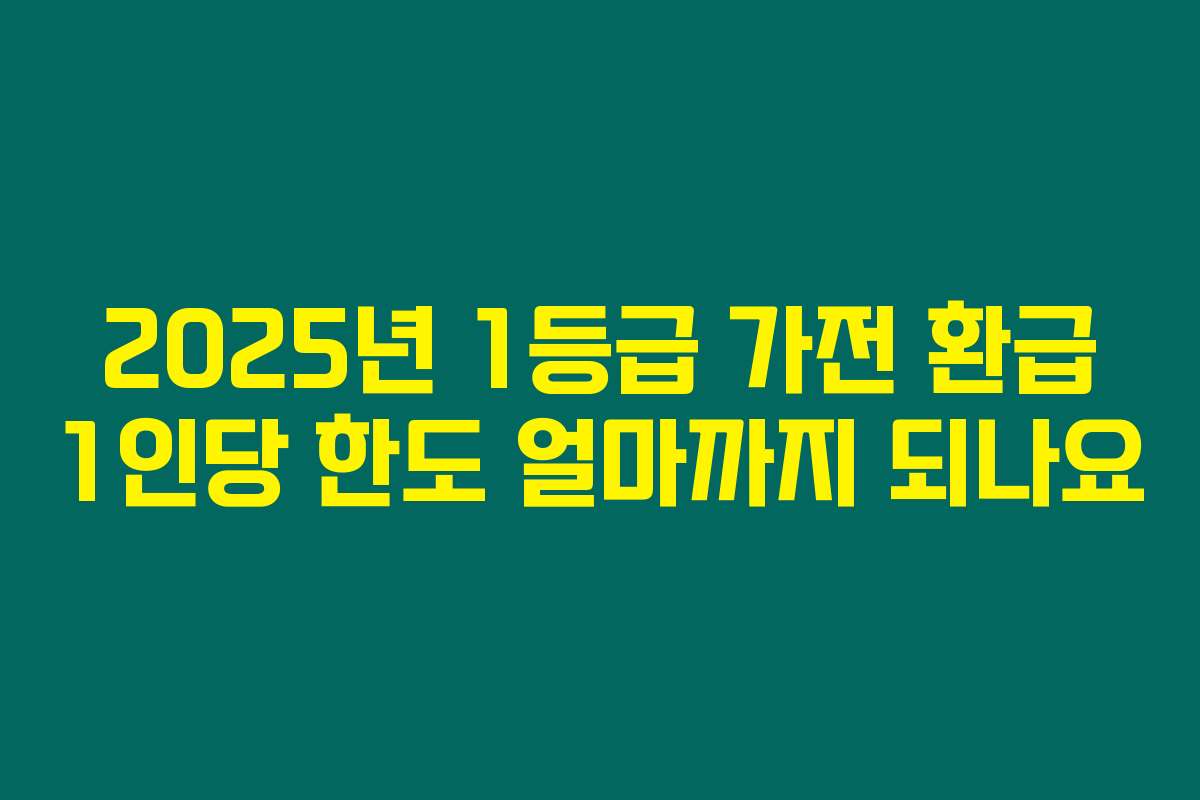 2025년 1등급 가전 환급 1인당 한도 얼마까지 되나요 2025년 1등급 가전 환급 1인당 한도 얼마까지 되나요