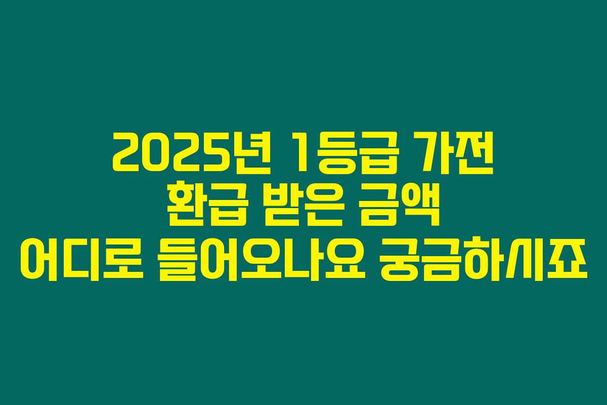 2025년 1등급 가전 환급 받은 금액 어디로 들어오나요 궁금하시죠