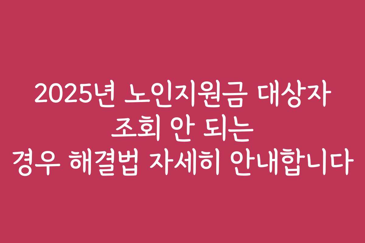 2025년 노인지원금 대상자 조회 안 되는 경우 해결법 자세히 안내합니다