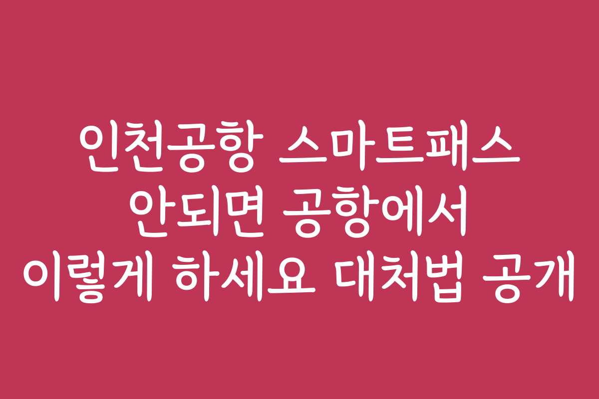 인천공항 스마트패스 안되면 공항에서 이렇게 하세요 대처법 공개