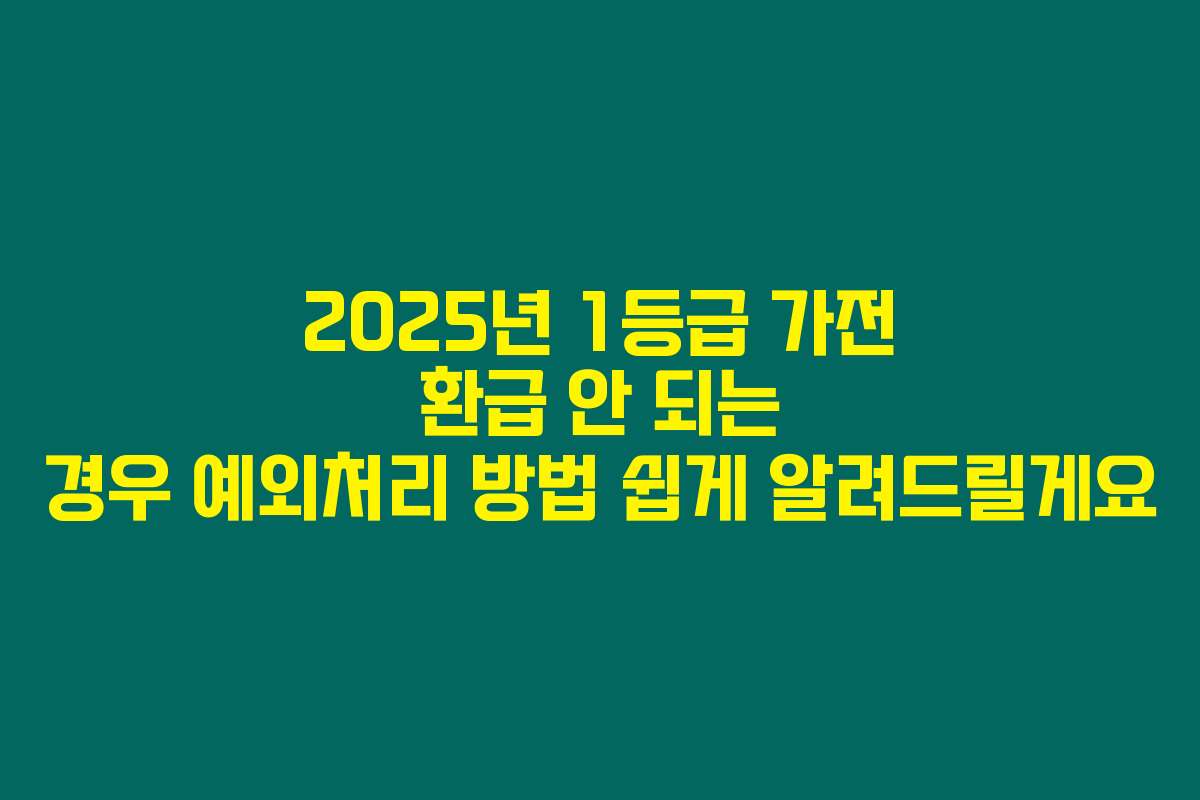 2025년 1등급 가전 환급 안 되는 경우 예외처리 방법 쉽게 알려드릴게요 2025년 1등급 가전 환급 안 되는 경우 예외처리 방법 쉽게 알려드릴게요