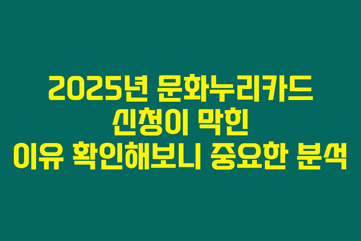 2025년 문화누리카드 신청이 막힌 이유 확인해보니 중요한 분석 2025년 문화누리카드 신청이 막힌 이유 확인해보니 중요한 분석