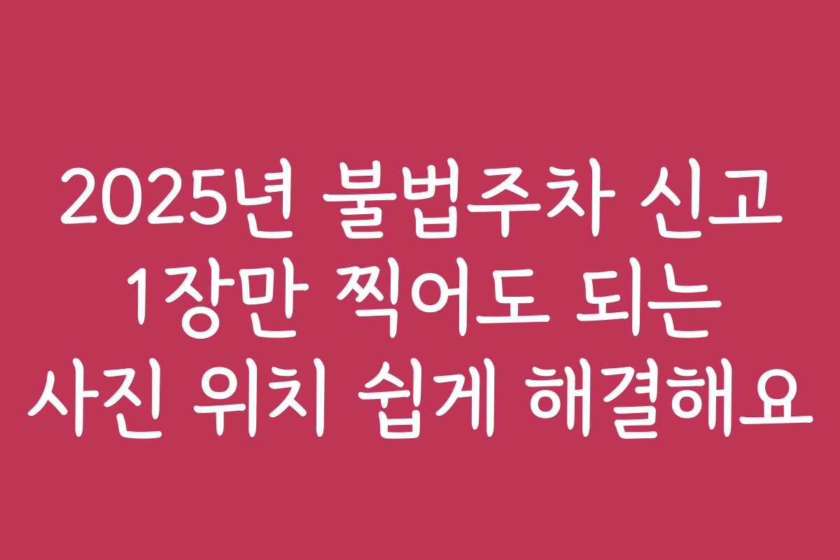 2025년 불법주차 신고 1장만 찍어도 되는 사진 위치 쉽게 해결해요