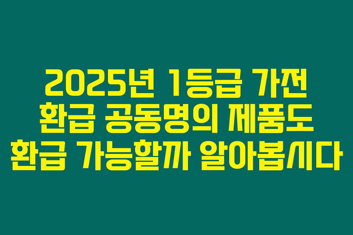 2025년 1등급 가전 환급 공동명의 제품도 환급 가능할까 알아봅시다