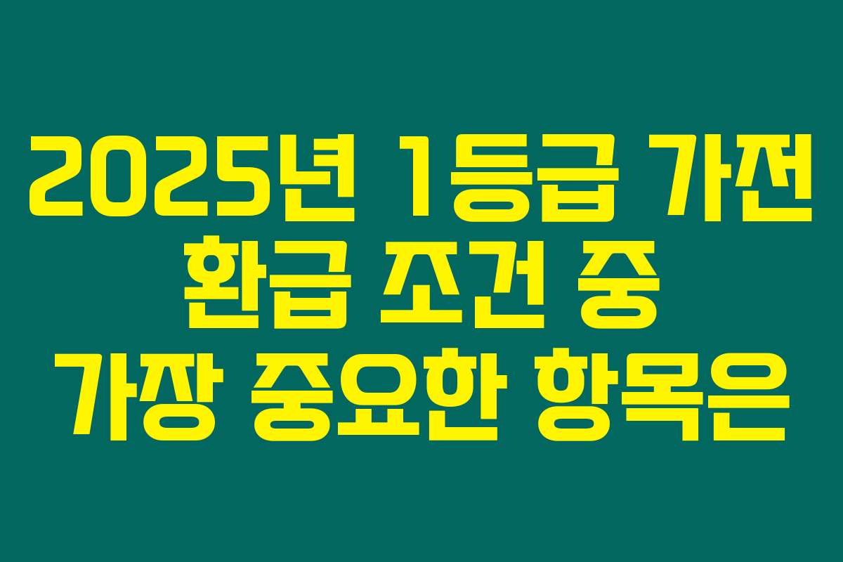 2025년 1등급 가전 환급 조건 중 가장 중요한 항목은 2025년 1등급 가전 환급 조건 중 가장 중요한 항목은