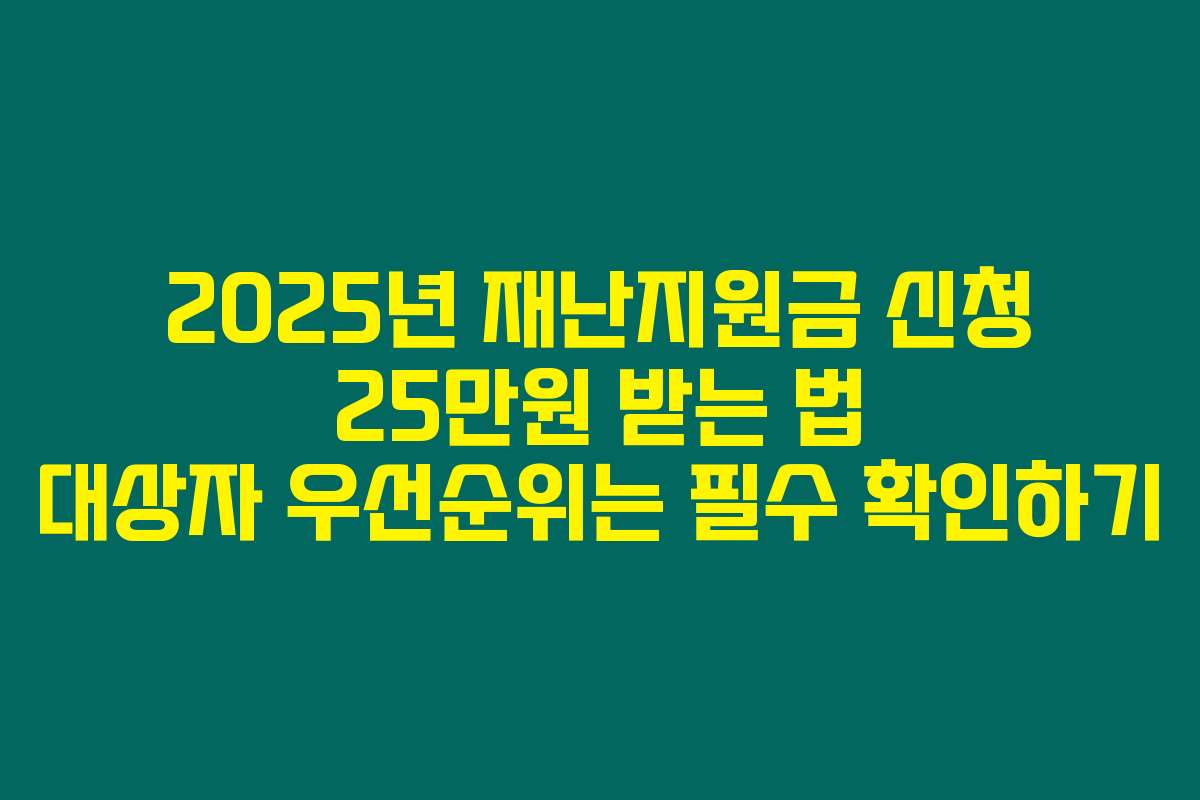 2025년 재난지원금 신청 25만원 받는 법 대상자 우선순위는 필수 확인하기
