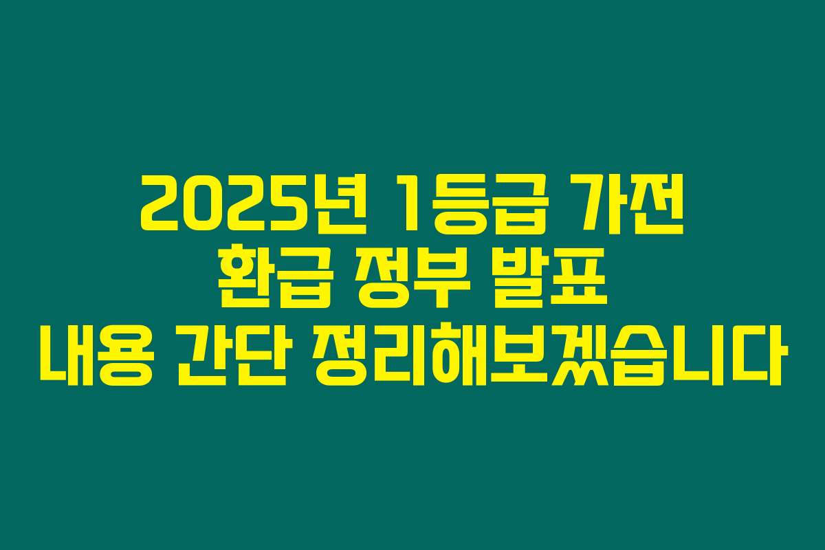 2025년 1등급 가전 환급 정부 발표 내용 간단 정리해보겠습니다