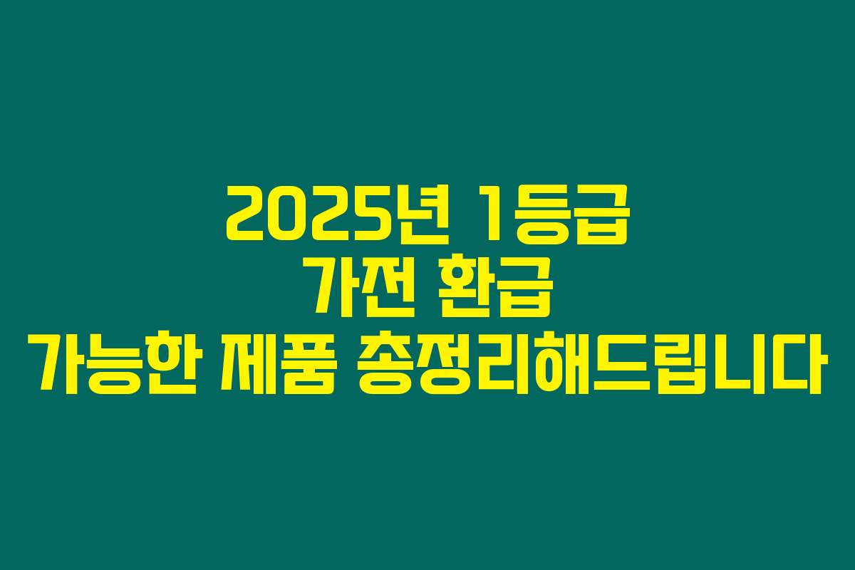 2025년 1등급 가전 환급 가능한 제품 총정리해드립니다 2025년 1등급 가전 환급 가능한 제품 총정리해드립니다