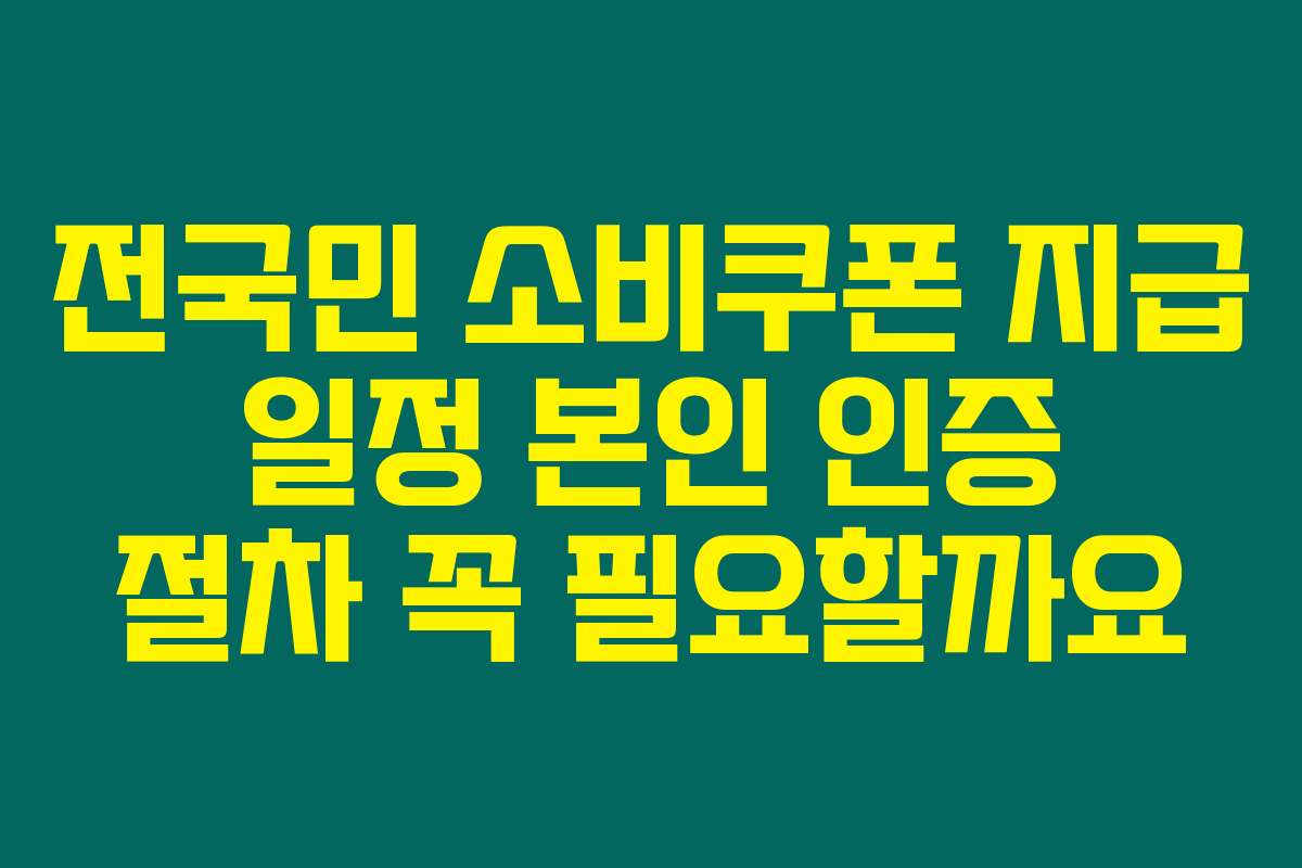 전국민 소비쿠폰 지급 일정 본인 인증 절차 꼭 필요할까요