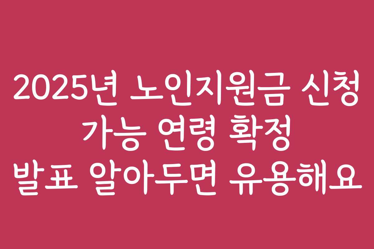 2025년 노인지원금 신청 가능 연령 확정 발표 알아두면 유용해요