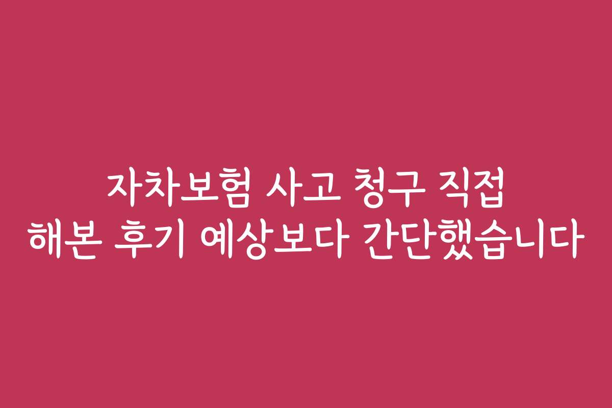 자차보험 사고 청구 직접 해본 후기 예상보다 간단했습니다 자차보험 사고 청구 직접 해본 후기 예상보다 간단했습니다