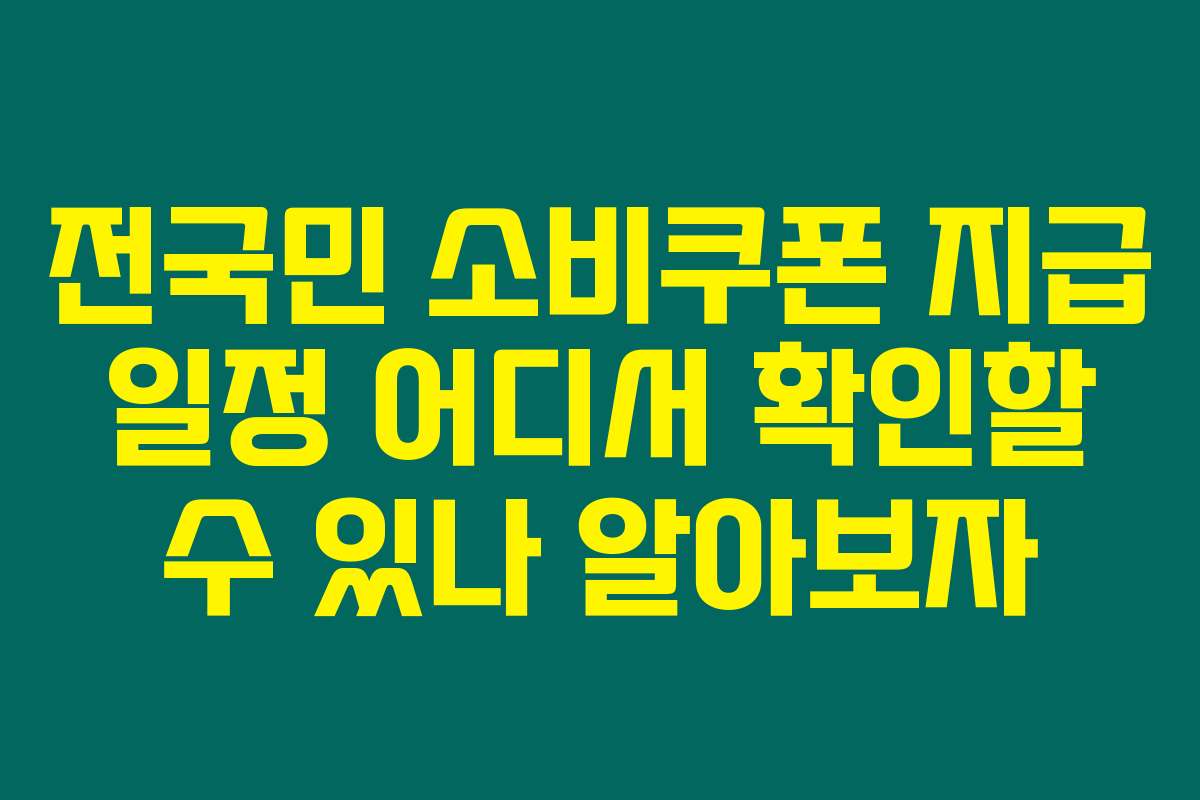 전국민 소비쿠폰 지급 일정 어디서 확인할 수 있나 알아보자