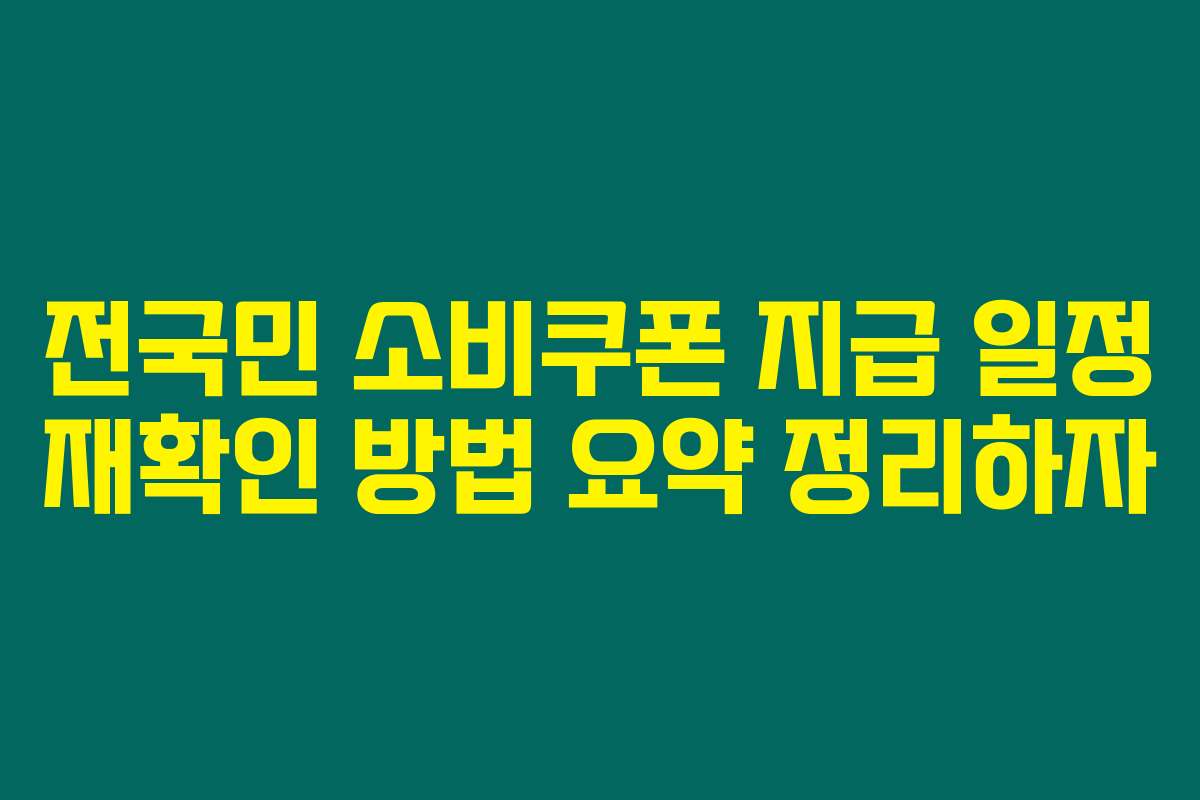 전국민 소비쿠폰 지급 일정 재확인 방법 요약 정리하자
