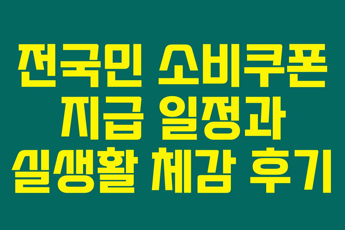 전국민 소비쿠폰 지급 일정과 실생활 체감 후기