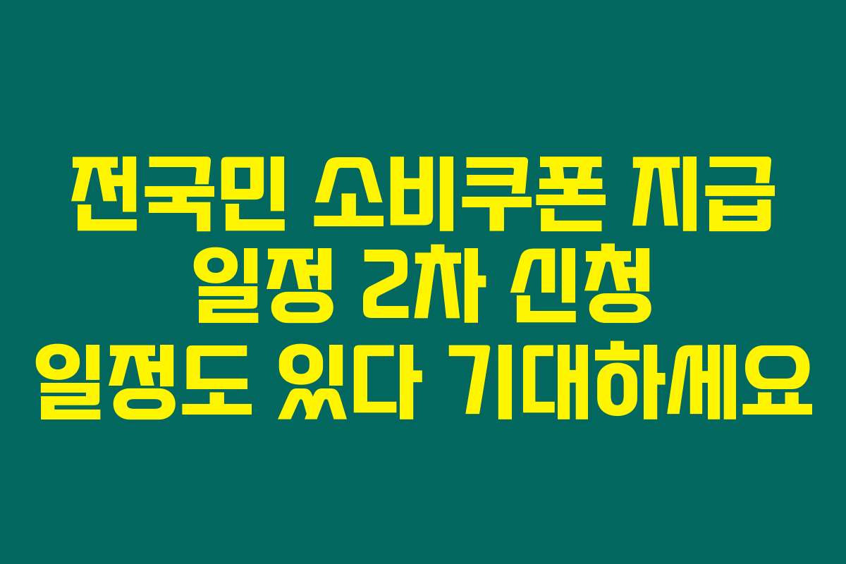 전국민 소비쿠폰 지급 일정 2차 신청 일정도 있다 기대하세요