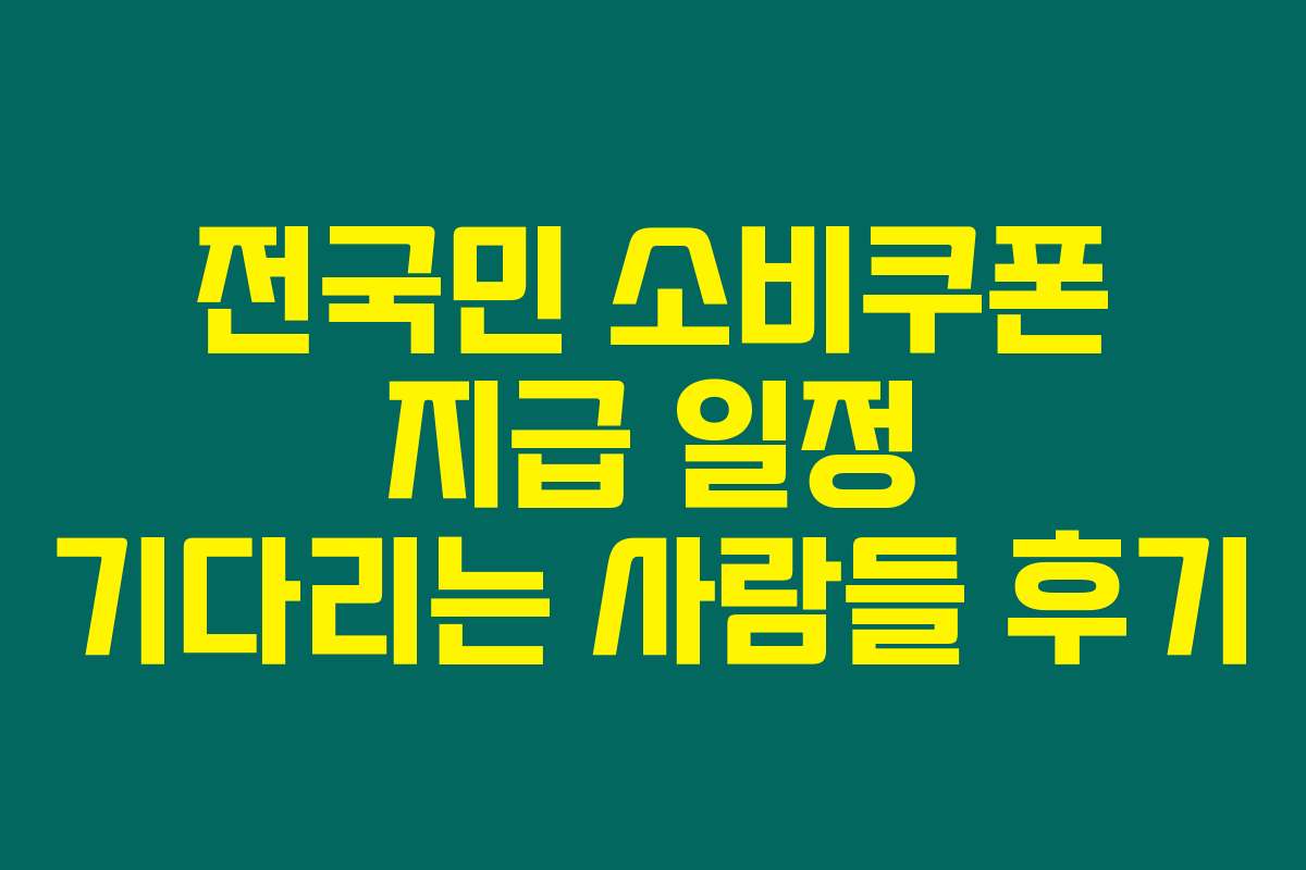 전국민 소비쿠폰 지급 일정 기다리는 사람들 후기