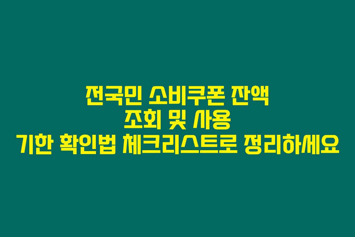 전국민 소비쿠폰 잔액 조회 및 사용 기한 확인법 체크리스트로 정리하세요