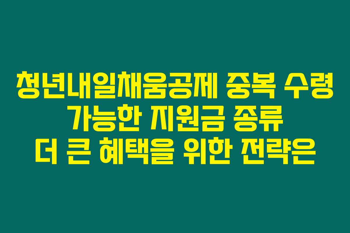 청년내일채움공제 중복 수령 가능한 지원금 종류 더 큰 혜택을 위한 전략은