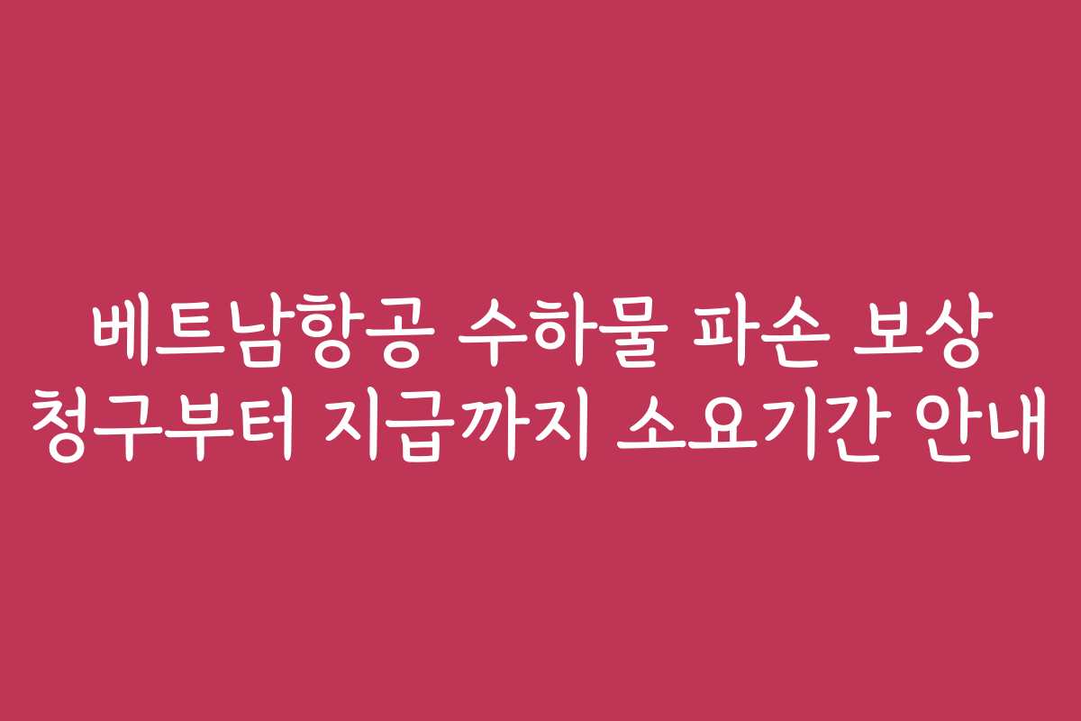베트남항공 수하물 파손 보상 청구부터 지급까지 소요기간 안내